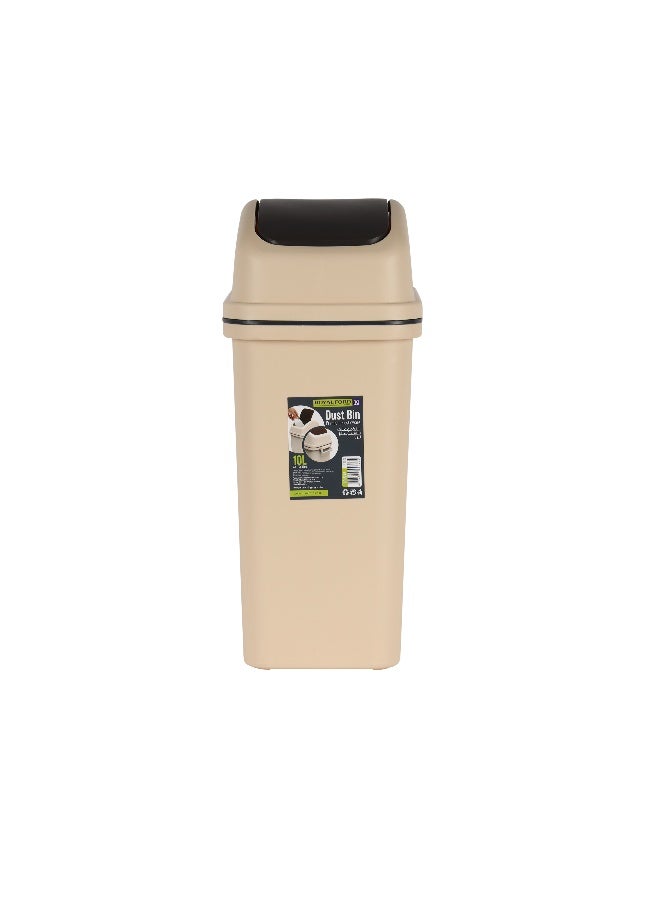 Royalford 10L Dust Bin- RF12248| Premium-Quality Plastic Bin with Swing Lid| Trash Can for Home, Office, Bathroom, School, Shopping Mall, Restaurant| Brown - Image 2