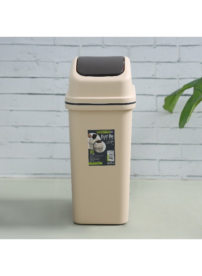 Royalford 10L Dust Bin- RF12248| Premium-Quality Plastic Bin with Swing Lid| Trash Can for Home, Office, Bathroom, School, Shopping Mall, Restaurant| Brown - Image 4