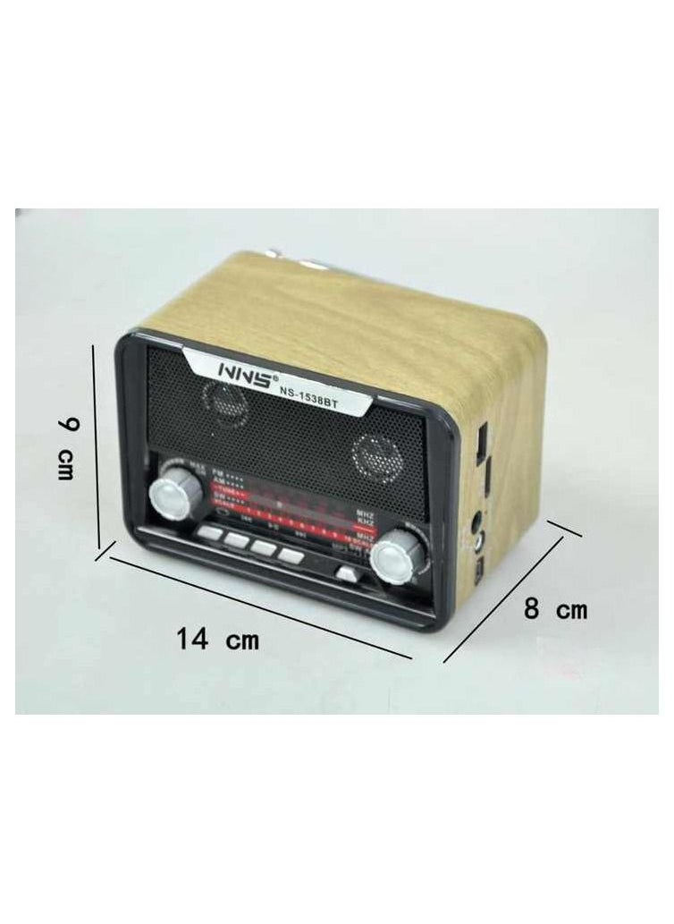 أن أن أس - NNS 1538BT FM AM SW 3 نطاقات راديو USB TF بطاقة جهاز استقبال راديو الموجات القصيرة راديو محمول منزلي - Image 1