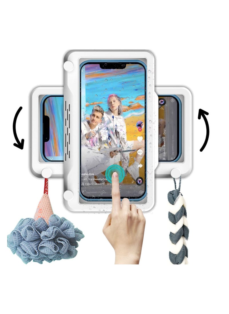 Y&D Waterproof Shower Cell Phone Holder, Sensitivity Touch Screen Anti-Fog Wall Mount for Bathroom Bathtub Compatible with 4" - 7" Phones  - Image 1