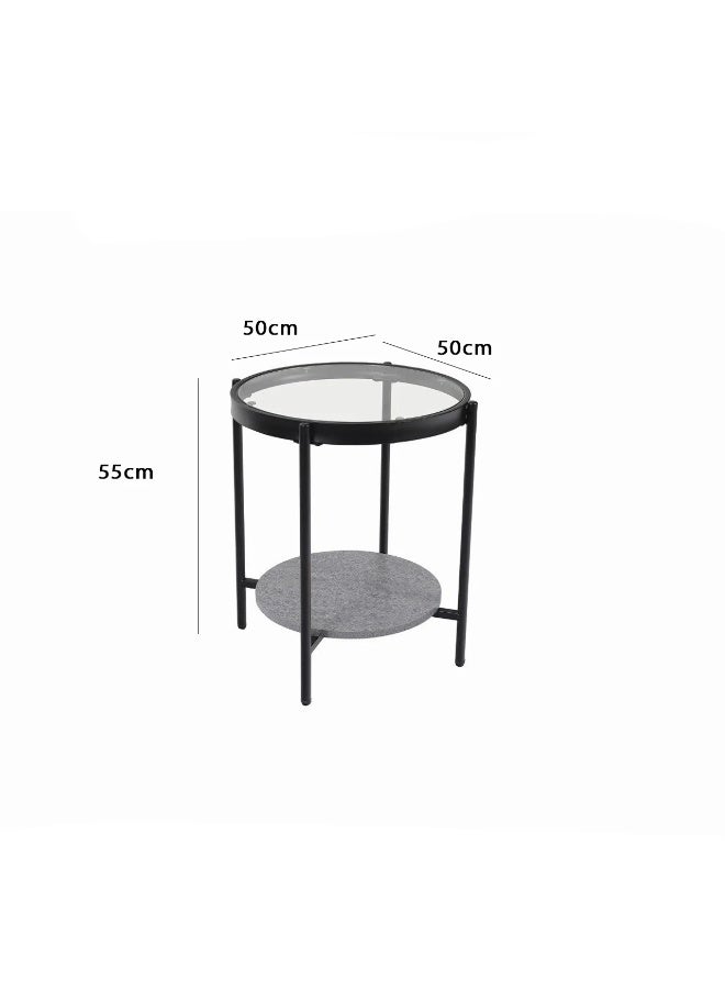 بيتي طاولة خدمة دورين خشب بسطح زجاج - رمادي - Image 3