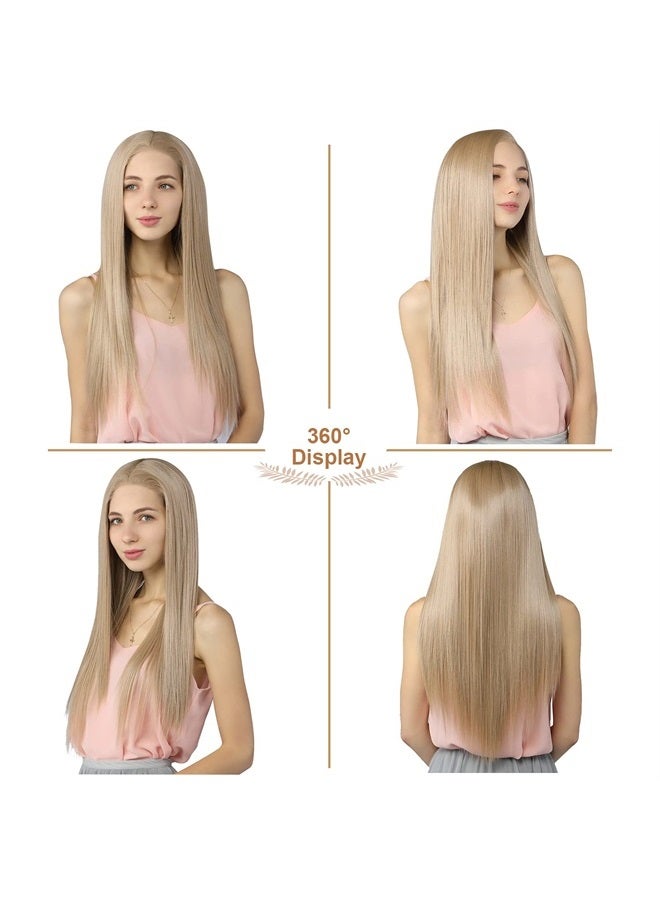 FUHSI 13*6 Lace Front Wig Kanekalon Synthetic Hair Real Natural For Women – Soft & Smooth, Tangle-Free Straight Lace Front Wig,Elastic Straps,Comfortable & Adjustable For Perfect Fit –103# Blonde 250D - Image 2