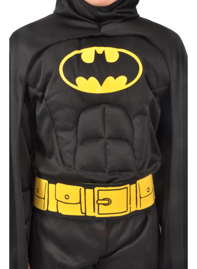 Ciao Batman Kids Muscle Costume Black 5-7 Years | Official DC Comics Superhero Outfit with Cape, Jumpsuit, Belt & Overboots - Image 2