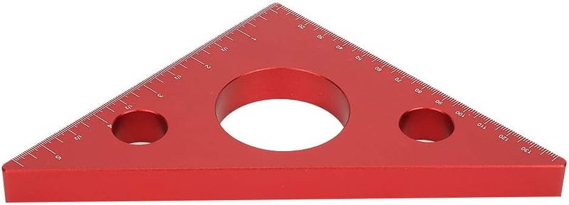 woobles Aluminum Alloy Right Angle Ruler, Practical Red Colour Triangle Ruler, for Woodworker Supplies Woodworking Equipment - Image 2