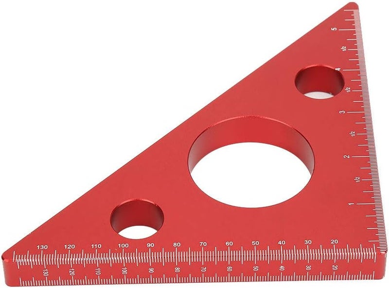 woobles Aluminum Alloy Right Angle Ruler, Practical Red Colour Triangle Ruler, for Woodworker Supplies Woodworking Equipment - Image 3