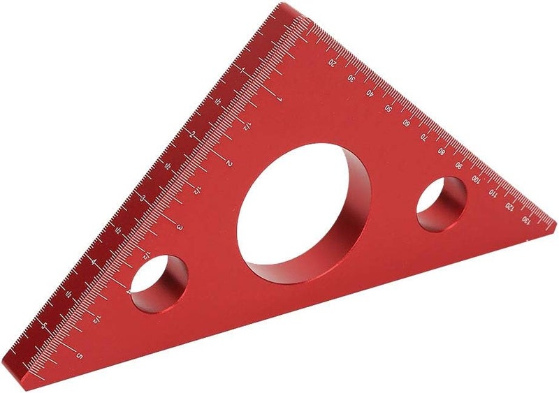 woobles Aluminum Alloy Right Angle Ruler, Practical Red Colour Triangle Ruler, for Woodworker Supplies Woodworking Equipment - Image 1
