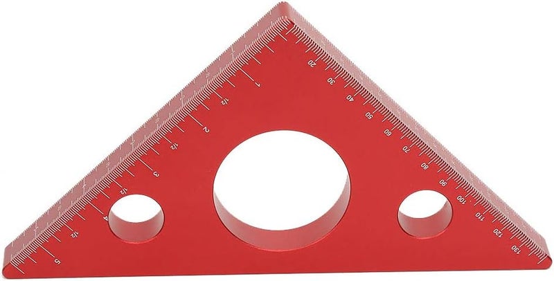 woobles Aluminum Alloy Right Angle Ruler, Practical Red Colour Triangle Ruler, for Woodworker Supplies Woodworking Equipment - Image 4