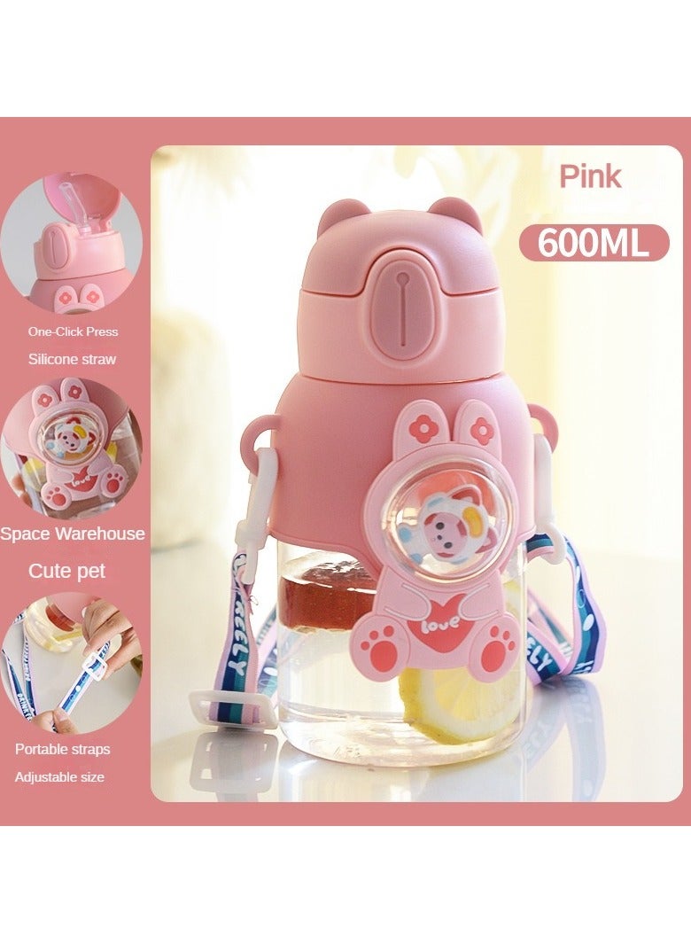1 بي سي 600 مل برميل ماء كرتوني لطيف محمول، زجاجة أطفال,زجاجة ماء للأطفال - Image 4