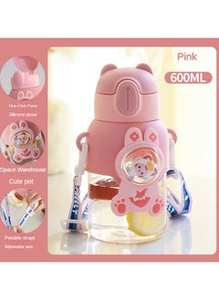 Generic 1pc 600ml/20.3oz Portable Cute Cartoon Kid Water Bottle, Flip Top Straw Water Cup With Strap, Suitable For Outdoor Sports, Fitness, Travel  - Image 3