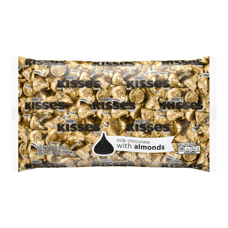 Hershey's HERSHEYS KISSES Milk Chocolate with Almonds Candy Bulk Bag 667 oz - Image 3