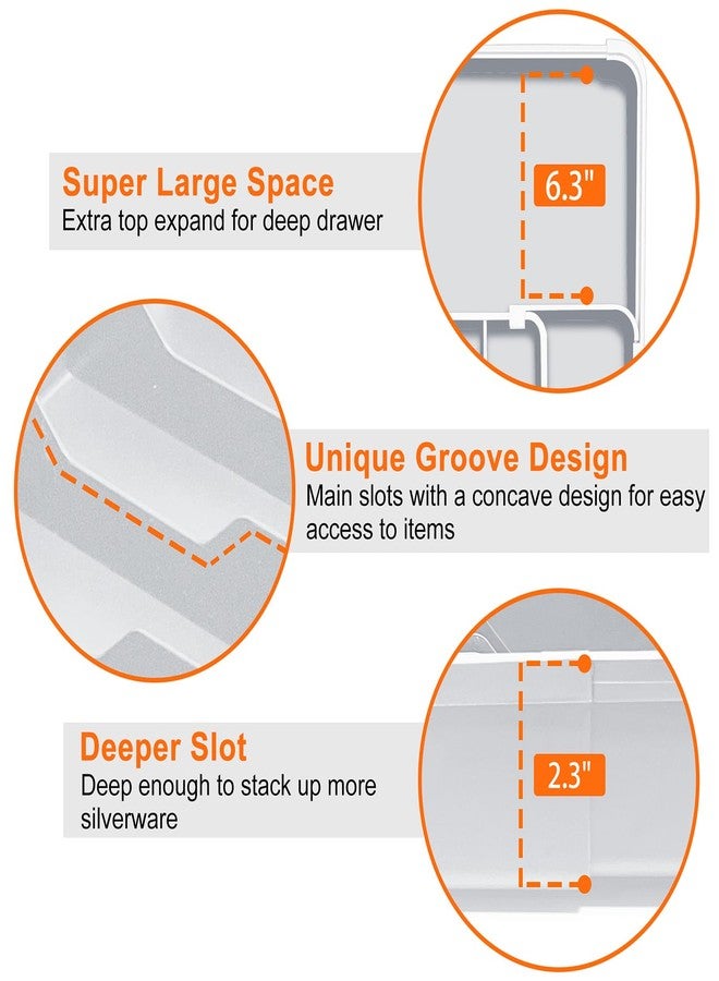 منظم أدراج أدوات المائدة الفضية القابل للتوسيع من Spaclear، خالٍ من مادة BPA، منظم أدوات مائدة صغير لأدراج المطبخ، فاصل تخزين قابل للتعديل للملاعق والشوك والسكاكين، رمادي - Image 4