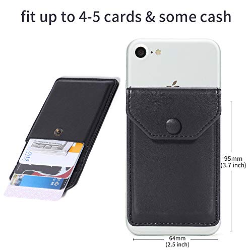 YUNCE Adhesive Cell Phone Ultra-Slim Leather Wallet Stick on Wallet for Credit Card, Business Card, and Id with Phone, and Phone Case, RFID Blocking Sleeve Black - Image 2