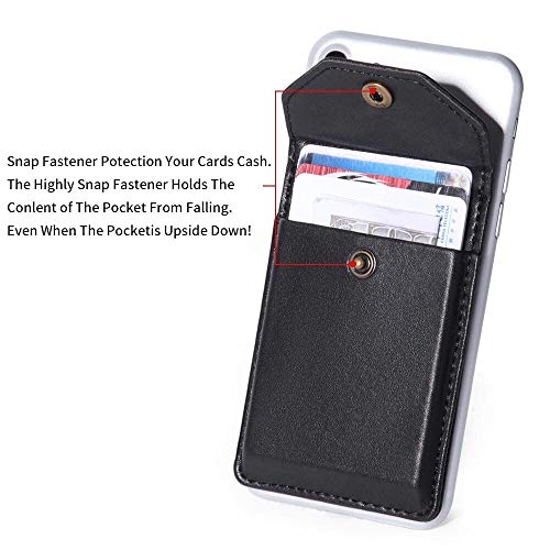 YUNCE Adhesive Cell Phone Ultra-Slim Leather Wallet Stick on Wallet for Credit Card, Business Card, and Id with Phone, and Phone Case, RFID Blocking Sleeve Black - Image 4