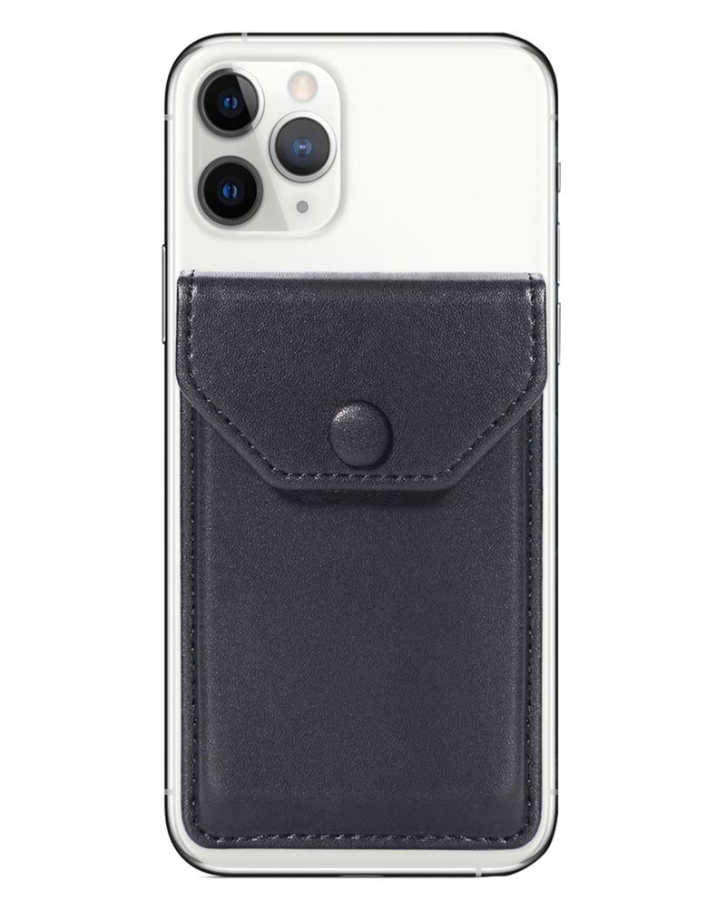 YUNCE Adhesive Cell Phone Ultra-Slim Leather Wallet Stick on Wallet for Credit Card, Business Card, and Id with Phone, and Phone Case, RFID Blocking Sleeve Black - Image 1