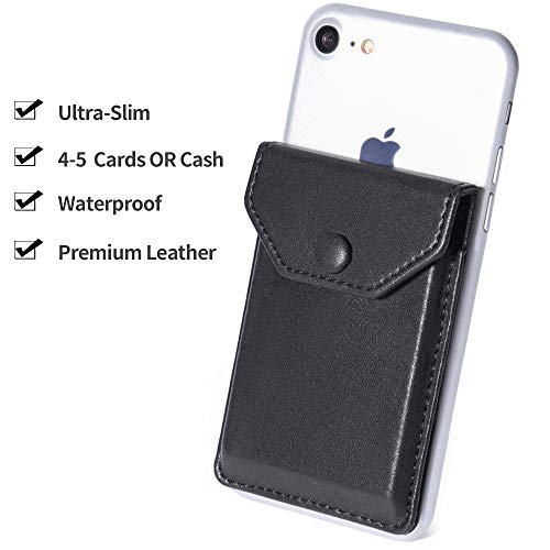 YUNCE Adhesive Cell Phone Ultra-Slim Leather Wallet Stick on Wallet for Credit Card, Business Card, and Id with Phone, and Phone Case, RFID Blocking Sleeve Black - Image 3