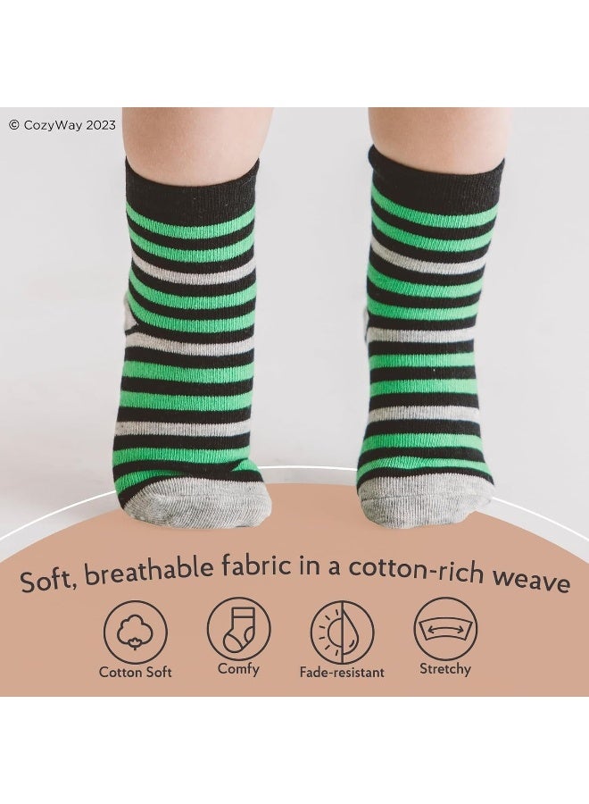CozyWay CozyWay Non Slip Toddler Socks for Kids With Grips 12 Pairs Sticky Anti Skids Boys Girls 1-9 Years - Image 4