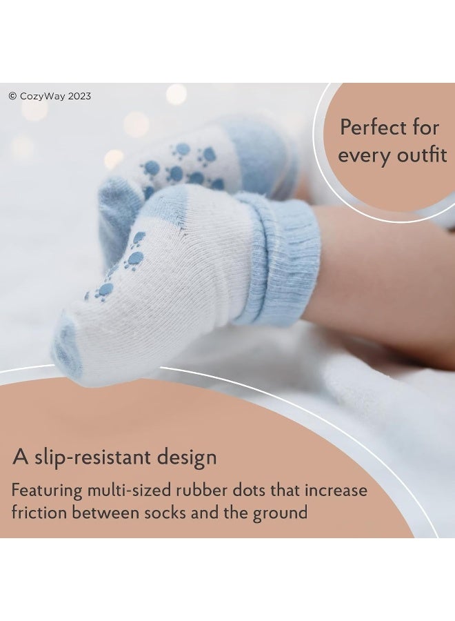 CozyWay CozyWay Non Slip Toddler Socks for Kids With Grips 12 Pairs Sticky Anti Skids Boys Girls 1-9 Years - Image 3