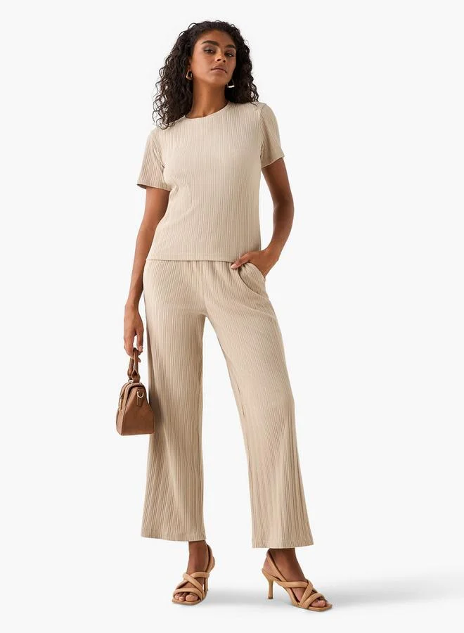 Splash FAV Ribbed Wide Leg Pants with Pockets