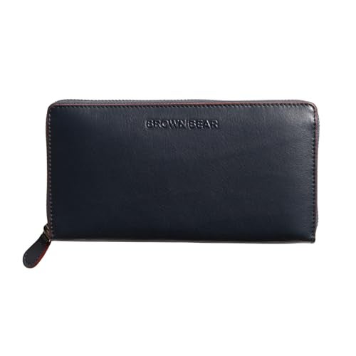 BROWN BEAR Genuine Leather RFID Ladies Wallet, Blue/Red | Stylish, Secure, and Elegant Accessories for Women | - Image 1