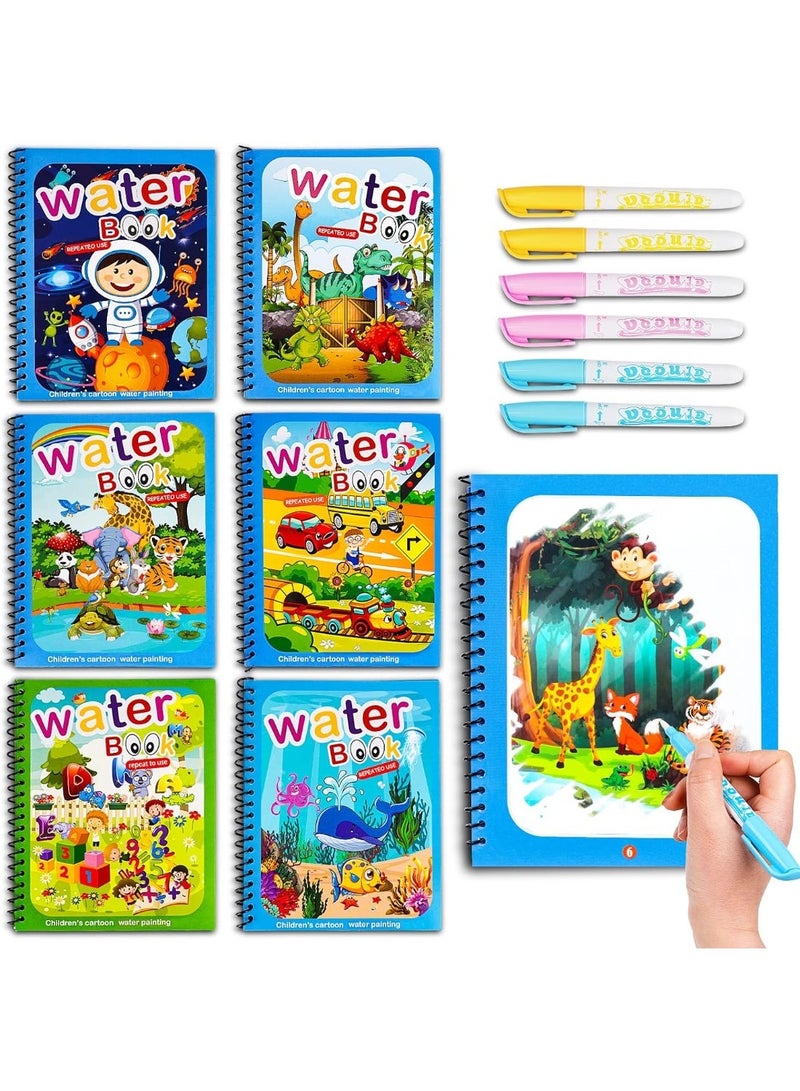 كتاب رسم الماء السحري 6 عبوات للأطفال - كتب تلوين قابلة لإعادة الاستخدام مع أقلام، تكشف عن أنماط الكون والحيوانات | لعبة تعليمية للسفر للأطفال، الأولاد والبنات (بدون فوضى) ومجموعة مكياج ورقية للأميرات وزينة للأولاد - نشاط فني افعلها بنفسك مع رسم الألماس، ملصقات | أفضل هدية لحفلات عيد الميلاد للأطفال من 4-8 سنوات و7 عبوات كتب تلوين صغيرة للأطفال مع أقلام تلوين قابلة للتكديس - هدايا حفلات بالجملة، أدوات أكياس الهدايا لعيد الميلاد | كتب نشاط سفر صغيرة مع أقلام قابلة لإعادة التعبئة (متعددة الألوان) حزمة - Image 2