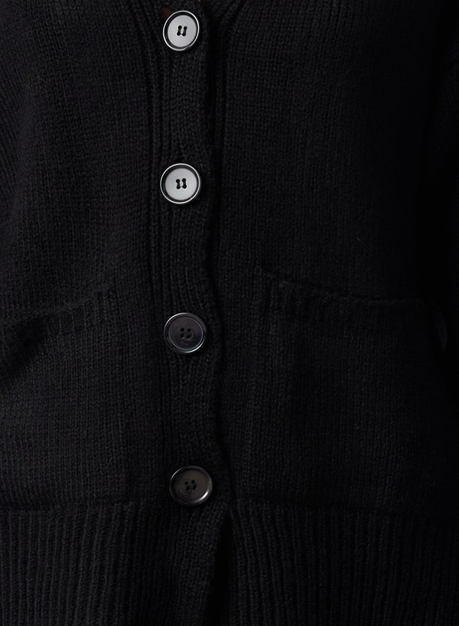 trendyol Black Basic Soft Textured Knitwear Cardigan - Image 3