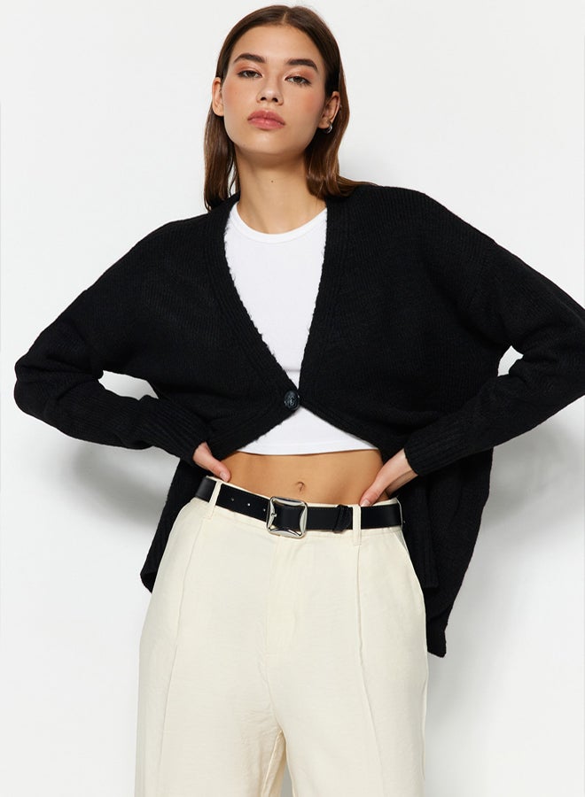 trendyol Black Basic Soft Textured Knitwear Cardigan - Image 5