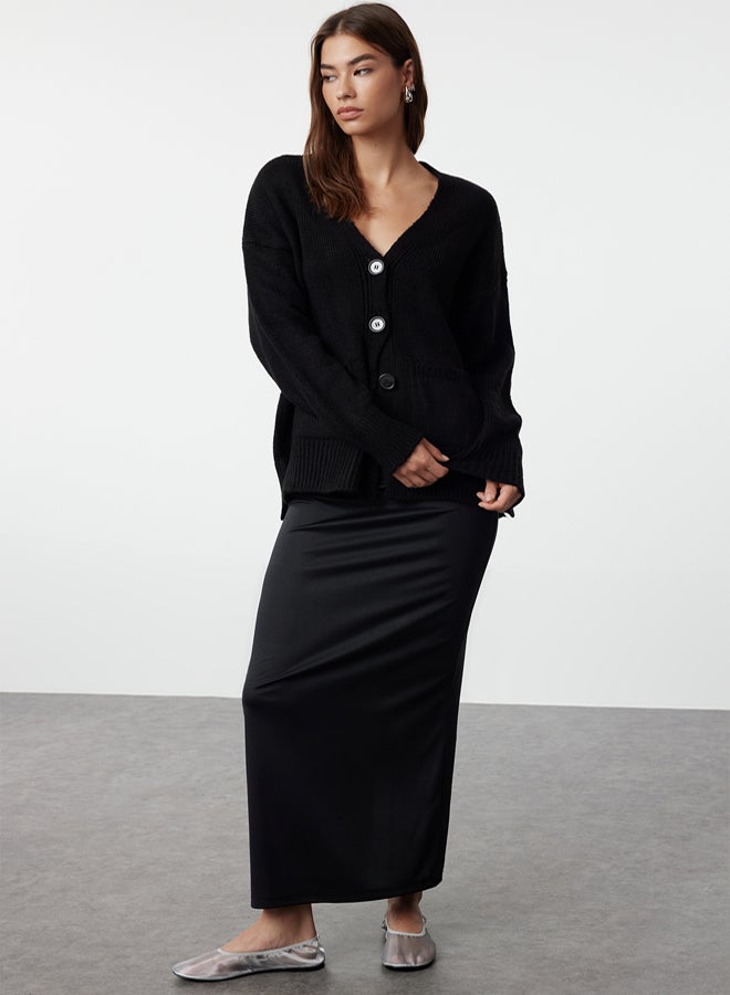 trendyol Black Basic Soft Textured Knitwear Cardigan - Image 2