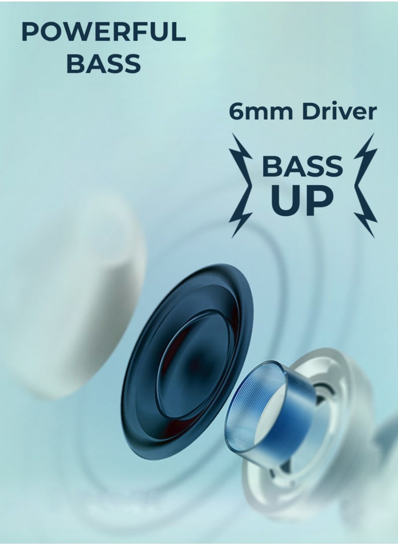 glassology Vibez mPods Mini Bluetooth earbuds, earphones wireless with 35H Playtime, ENC, Hi-Fi Sound, IPX4 Water Resistant, Type C Fast Charging Case  - Image 3