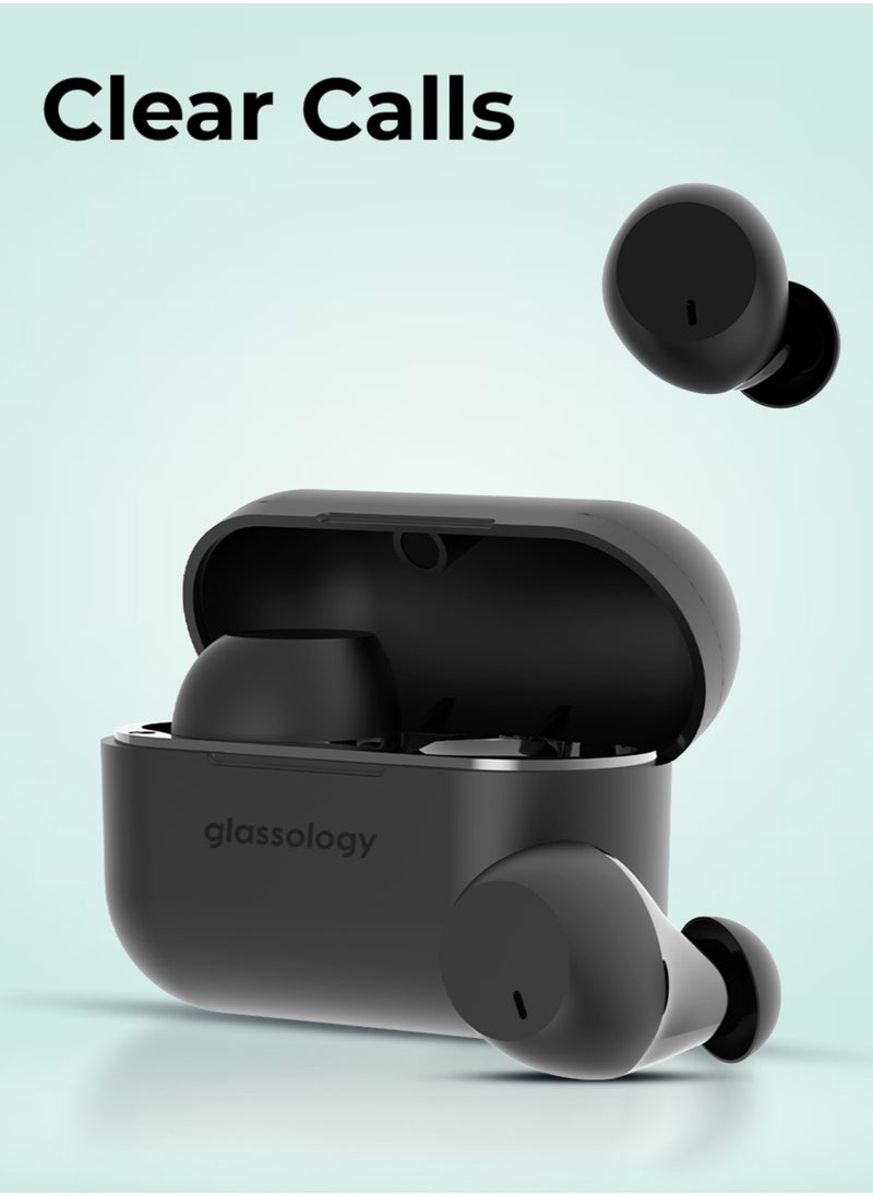 glassology Vibez mPods Mini Bluetooth earbuds, earphones wireless with 35H Playtime, ENC, Hi-Fi Sound, IPX4 Water Resistant, Type C Fast Charging Case  - Image 2