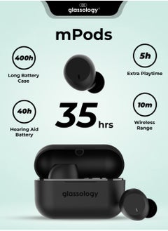glassology Vibez mPods Mini Bluetooth earbuds, earphones wireless with 35H Playtime, ENC, Hi-Fi Sound, IPX4 Water Resistant, Type C Fast Charging Case  - Image 1