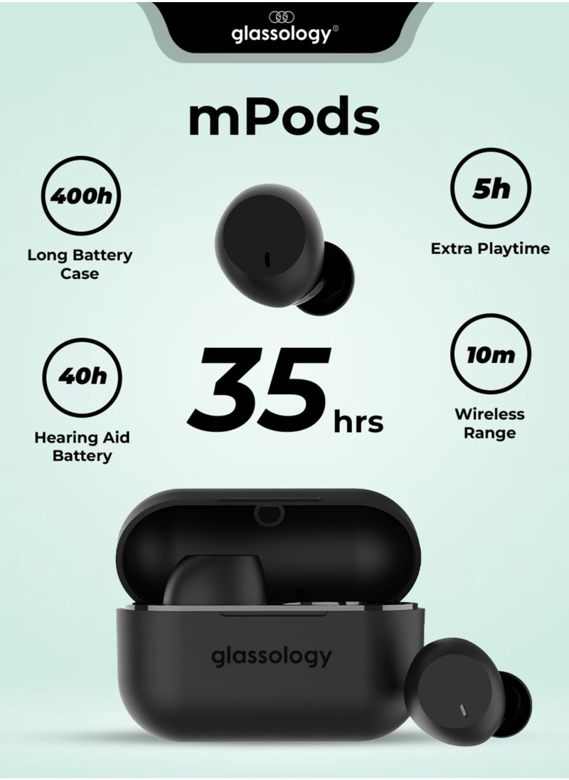 glassology Vibez mPods Mini Bluetooth earbuds, earphones wireless with 35H Playtime, ENC, Hi-Fi Sound, IPX4 Water Resistant, Type C Fast Charging Case  - Image 1