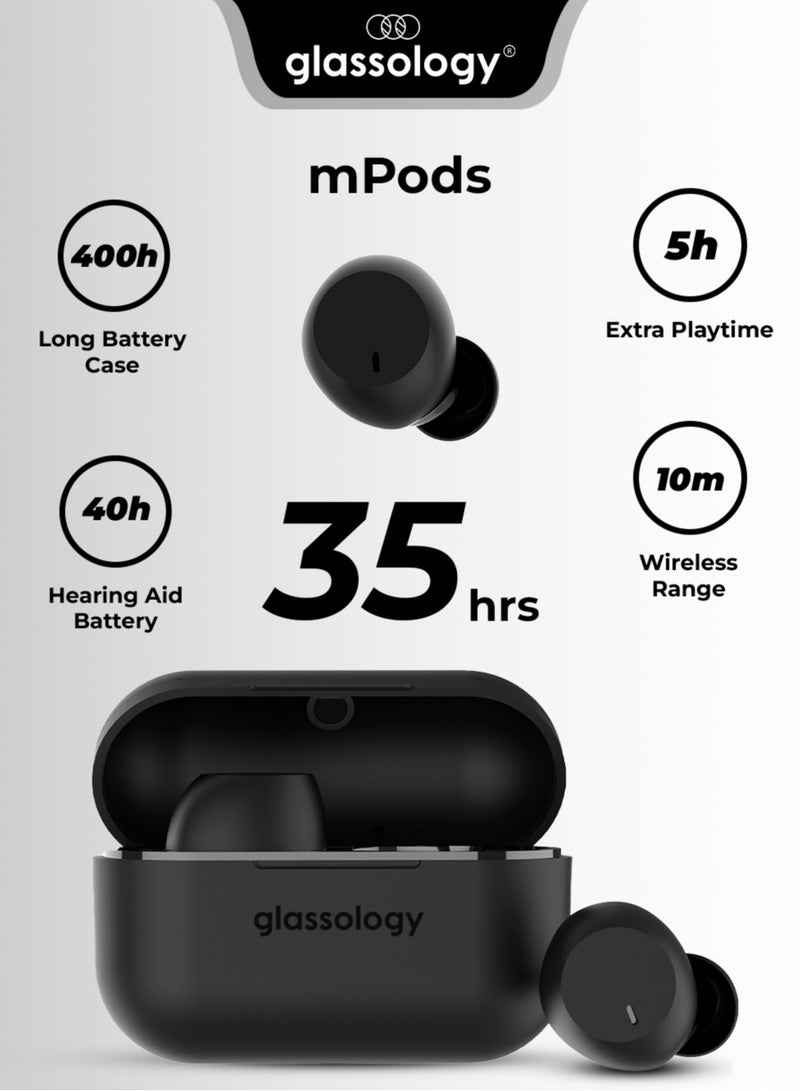 glassology Vibez mPods Mini Bluetooth earbuds earphones wireless with 35H Playtime ENC Hi Fi Sound IPX4 Water Resistant Type C Fast Charging Case - Image 1