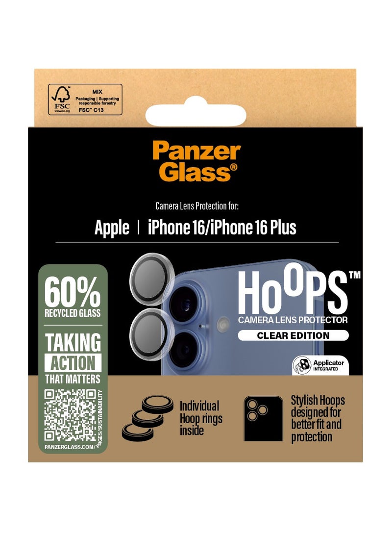 PanzerGlass حامي عدسة الكاميرا PanzerGlass® Hoops لجهاز Apple iPhone 16 | 16 Plus - حماية بأناقة، مقاوم للخدوش، مقاوم للصدمات، شفاف - مع مساعدة في التركيب لتسهيل التثبيت - Image 3