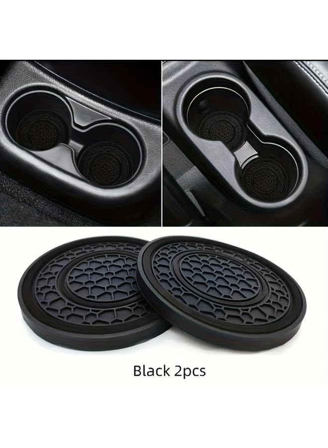 Black PVC Double Ring Car Cup Holder Pads Slip Resistant Dust Proof - Image 3