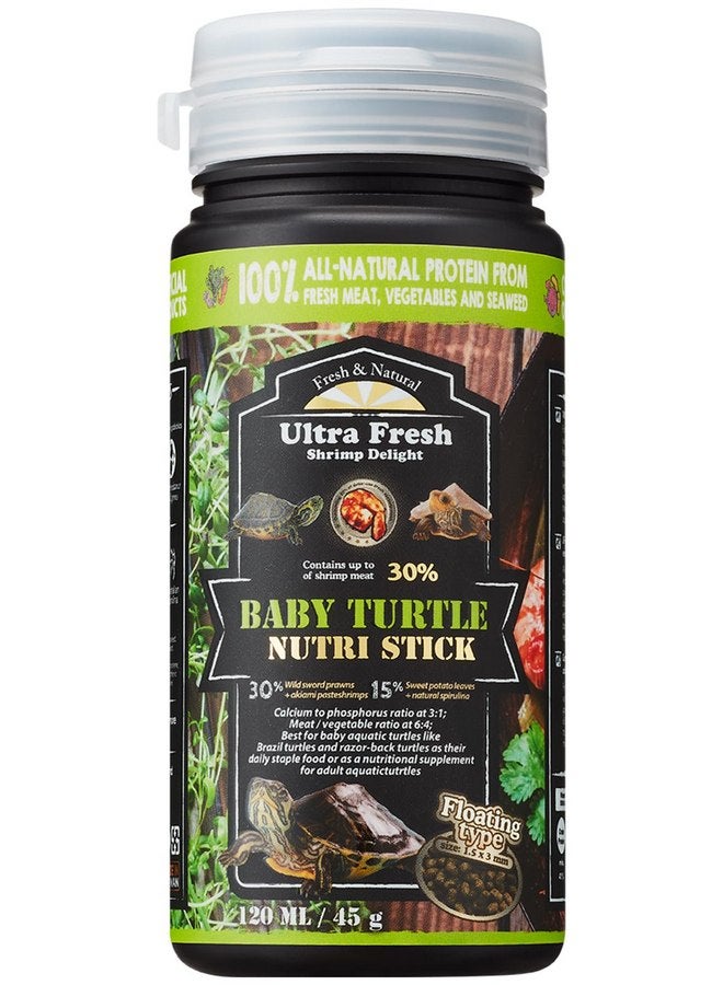 Ultra Fresh Ultra Fresh Floating Baby Turtle Food, All Natural Ingredients, Wild Sword Prawn, Calcium Vitamin D Enriched for Picky Aquatic Baby Turtles, Baby Turtle Nutri Stick 1.6 oz  - Image 1