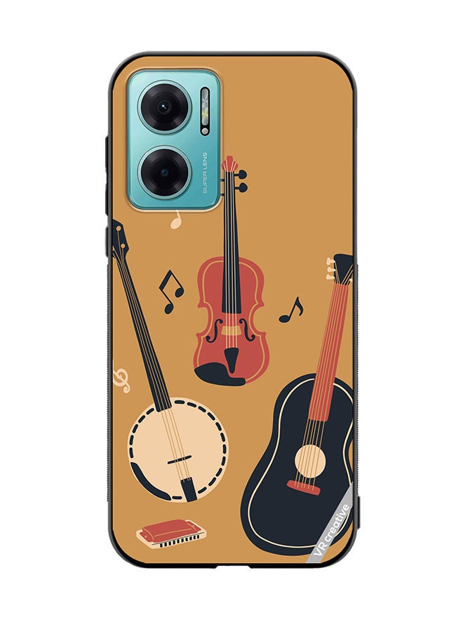VR CREATIVE Protective Case Cover For Xiaomi Redmi Note 11E Banjo Acoustic Guitar Violin Notes And Harmonica Design Multicolour  - Image 1