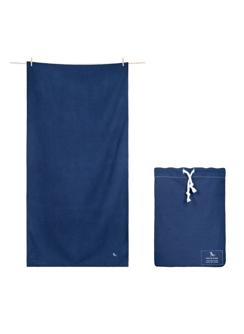Dock & Bay Dock & Bay Bath Towel, Waffle Fabric Shower Towel for Home, Quick Dry, Super Absorbent, 100% recycled, Extra Large (180 x 90 cm)  - Nautical Navy  - Image 1