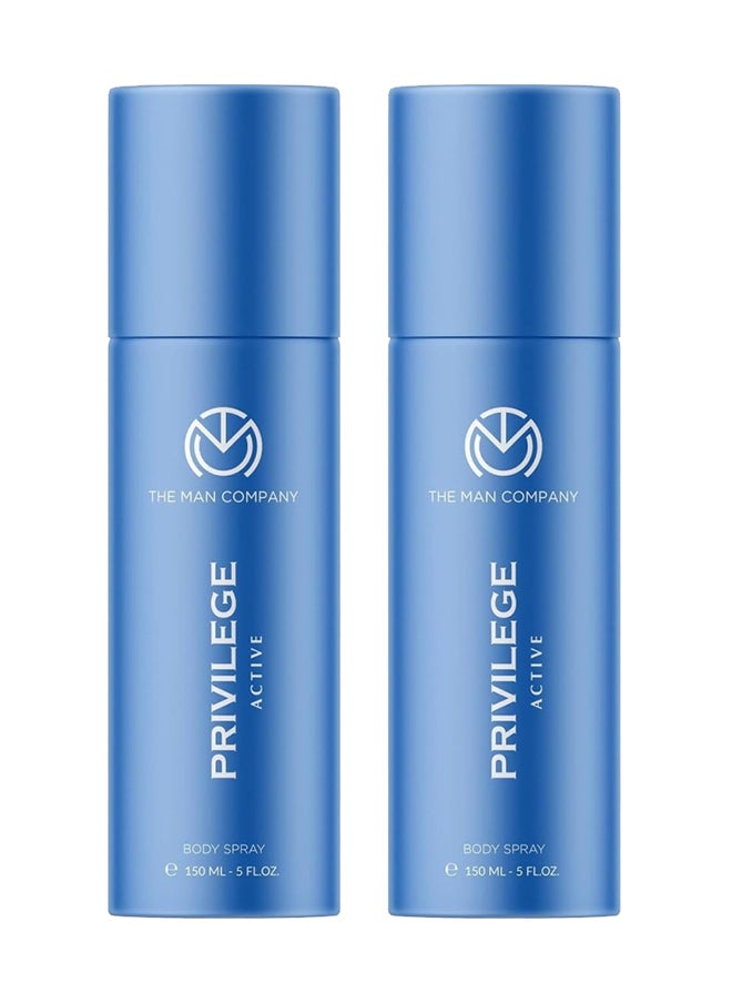 The Man Company Pack Of 2 Privilege Active Deodorant For Men| Premium Body Spray | Long-Lasting Fragrance | Perfect Deo For Everyday Use | Gift For Husband, Boyfriend - 150ml Blue/Blue 