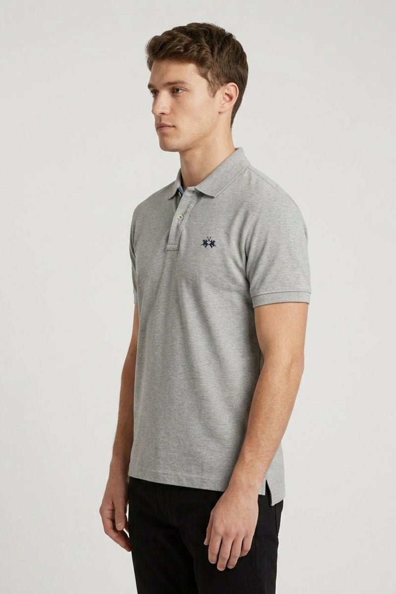 La Martina Men Regular Fit Embroidered Logo Short Sleeve Polo Shirt, Light Grey - Image 3