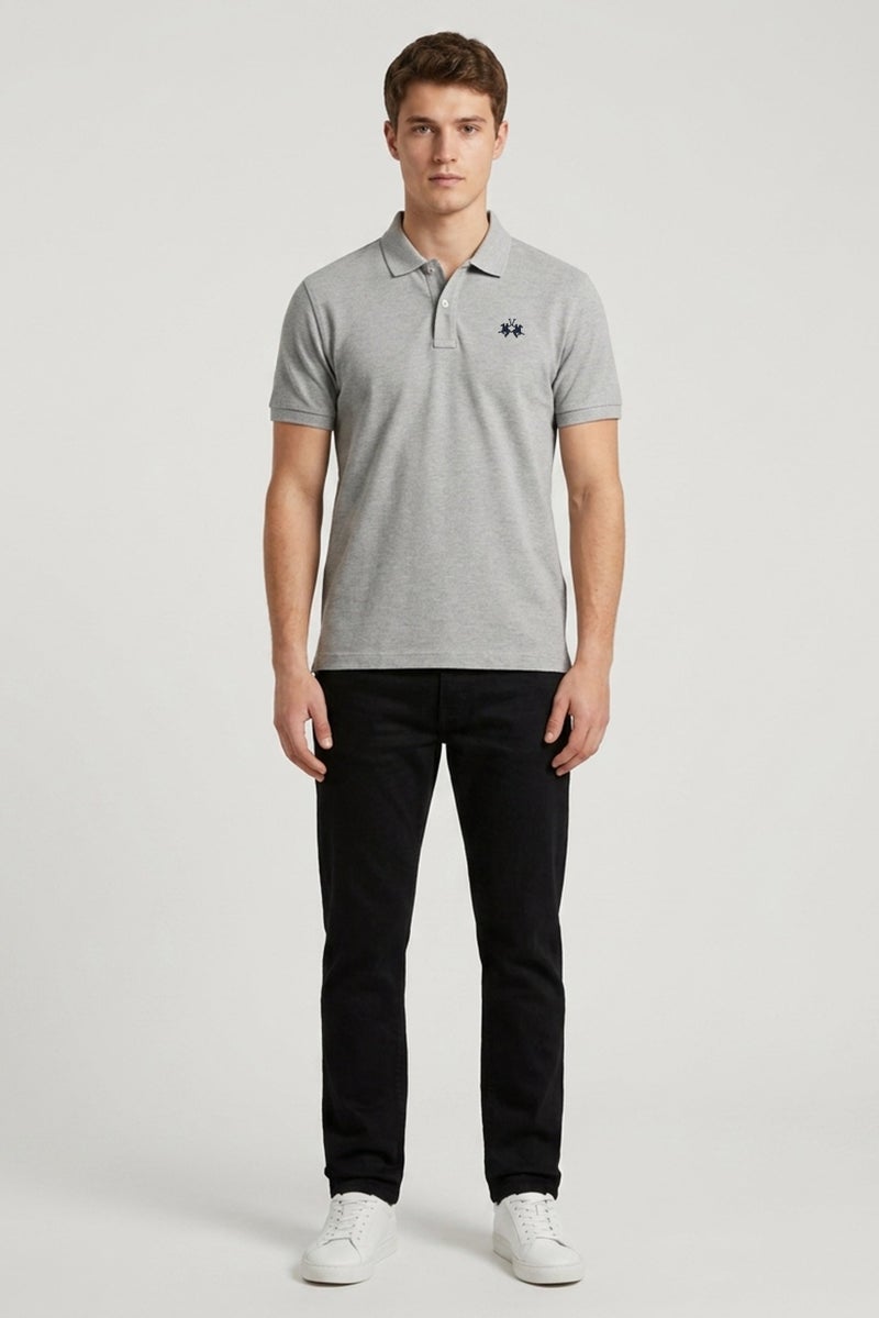 La Martina Men Regular Fit Embroidered Logo Short Sleeve Polo Shirt, Light Grey - Image 2
