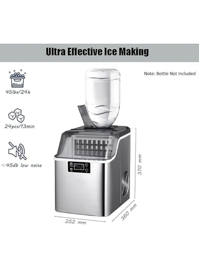 Cool Baby Style Portable Ice Maker Machine, 30kg/24H Output, Square Ice, LCD Display, Stainless Steel, 150W - Image 2