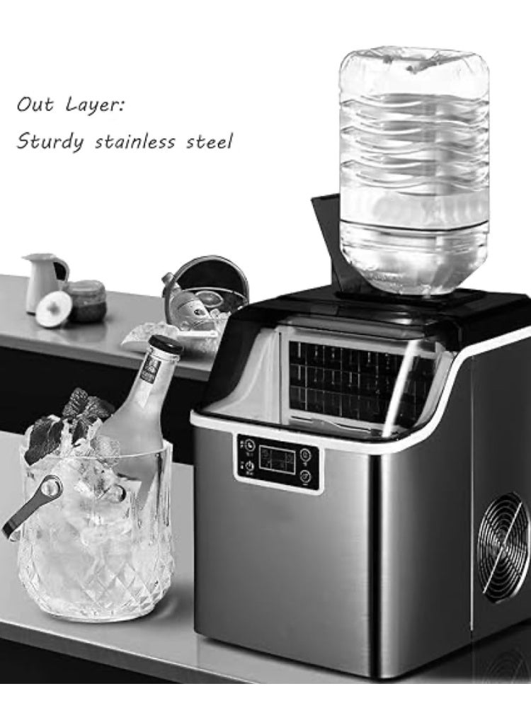 Cool Baby Style Portable Ice Maker Machine, 30kg/24H Output, Square Ice, LCD Display, Stainless Steel, 150W - Image 5