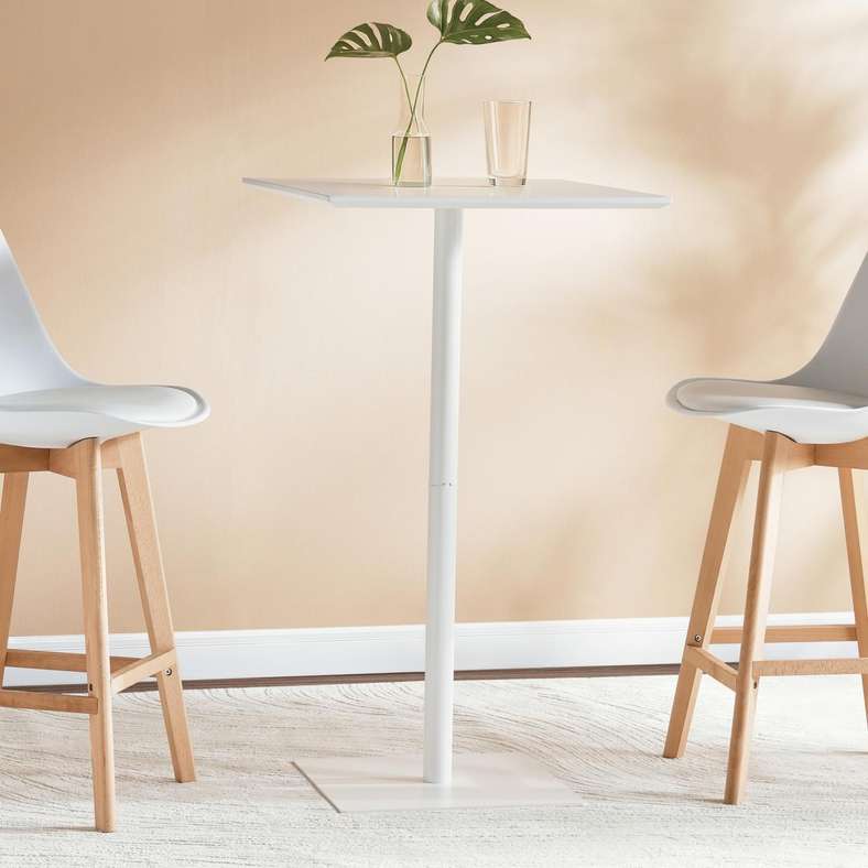 Pan Home طاولة بار مربعة بيضاء للمنزل