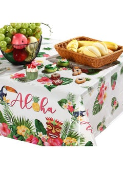 Breling Hawaiian Luau Tablecloths 108 X 54 In Luau Decorationtropical Palm Leaves Table Cloth Hawaii Disposable Plastic Rectangular Table Cover Tiki Party Supplies For Birthday Summer Kid(3 Pack)  - Image 5