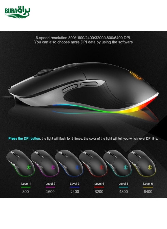 iMICE X6 Wired Mouse  6-button Colorful RGB Gaming Mouse(Black)
