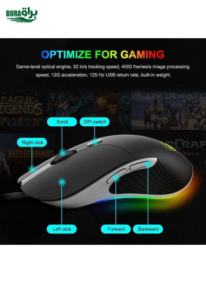 iMICE X6 Wired Mouse  6-button Colorful RGB Gaming Mouse(Black)