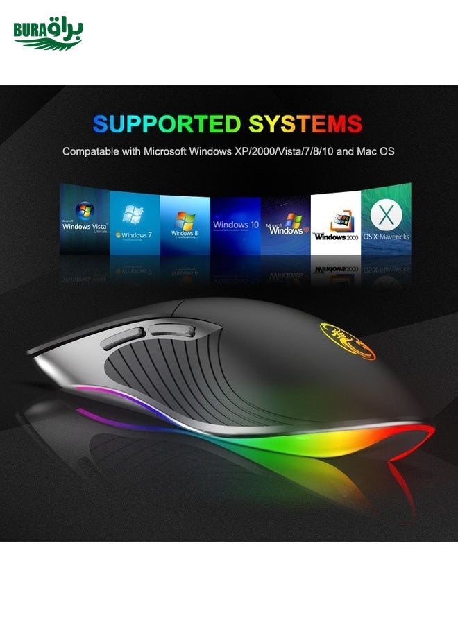iMICE X6 Wired Mouse  6-button Colorful RGB Gaming Mouse(Black)