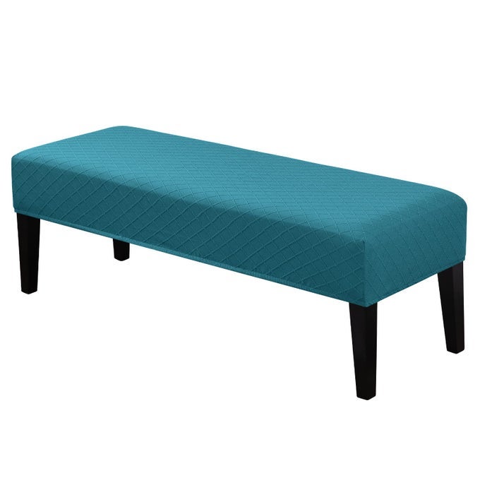 CHAIR COVERS FOR DINING BENCH STRETCH JACQUARD REMOVABLE WASHABLE CHAIR SEAT SLIPCOVERS PROTECTOR RECTANGULAR BENCH COVER FOR BEDROOMS LIVING ROOMS KITCHENPEACOCK BLUE
