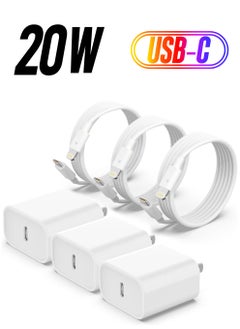 [MFi Certified] 3 Pack for i Phone 14 13 Fast Charger, 20W PD USB C Wall Charger Adapter with 3 Pack 6FT Type C to Lightning Cable Compatible for iPhone 14/13 Pro/13/12/12 Mini/12 Pro Max/11 Pro Max