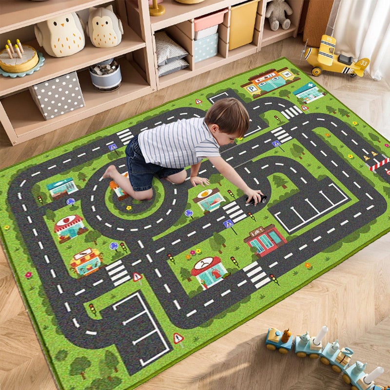 MOFAZEE Road Rug for Kids Toy Car Play Rug Mat Carpet with Construction Town Style in Playroom Children Bedroom Educational City Rugs for Boys Aged 312 Years Old80120cm3247inch